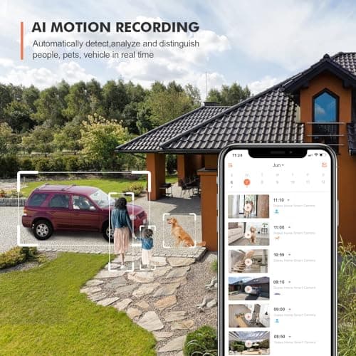 Dzees 360° PTZ Security Cameras Wireless Outdoor WiFi, 2K Battery Powered Home Security Camera Indoor, Spotlight & Siren, Color Night Vision, 2-Way Talk, AI Motion Detection, IP66 2-Pack 7