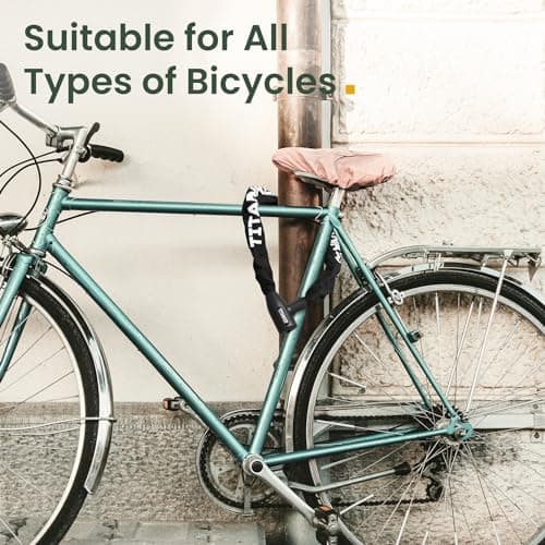 Titanker Bike Chain Lock, Security Anti-Theft Bike Lock Chain Bicycle Chain Lock Bike Locks for Bike, Motorcycle, Bicycle, Door, Gate, Fence, Grill (6mm, 8mm, 10mm Thick Chain) (Black-10mm Chain) 8