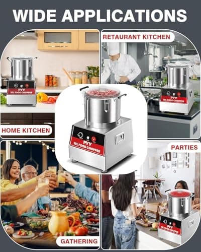 PYY Commercial Food Processor - Vegetable Chopper Electric Stainless Steel 10.6 Qt. Plus for Meat Fruit Prep, 1400RPM High Output Large Capacity for Restaurants & Home Kitchen 10 Liter/42 Cup 5