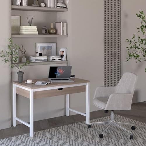 Workspace by Alera Mid-Century Task Chair, Supports Up to 275 lb, 18.9" to 22.24" Seat Height, Cream Seat, Cream Back 9