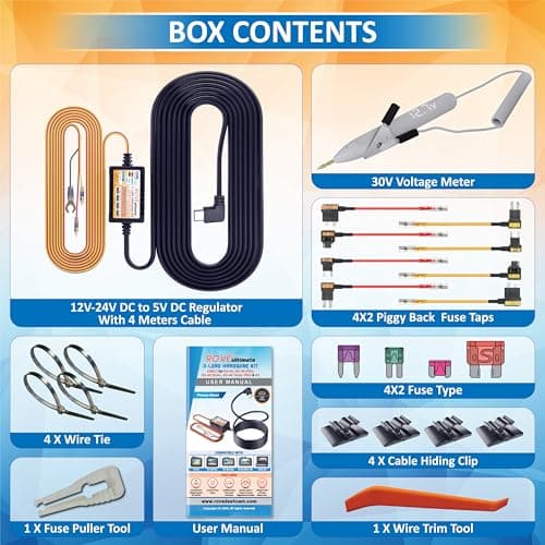 ROVE Ultimate Dash Cam Hardwire Kit with USB-C Port for R2-4K, R2-4K PRO, R2-4K Dual, R2-4K Dual PRO, and R3 Dash Camera Models, 24Hr Parking Monitoring Kit with Low Voltage Protection 7