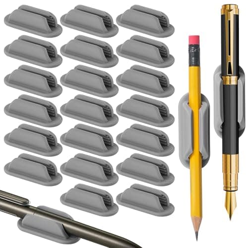 VZZNN 20 PCS Adhesive Pencil Holders for Desk, Silicone Pencil Holder for Notebook, Marker Holder for Clipboard and Wall, Classroom School Office Desk Accessories, Teacher Supplies