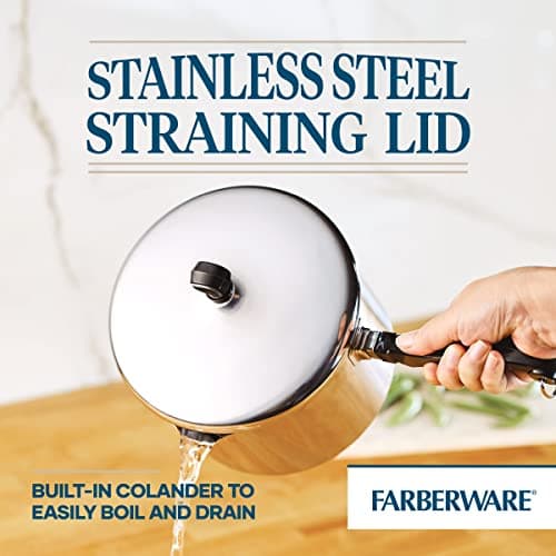 Farberware Classic Stainless Steel 3-Quart Covered Straining Saucepan - - Silver 4