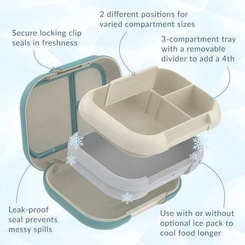 Bentgo Chill Max Leak-Proof XL Lunch Box - Included Ice Pack Keeps Food Cold; 5-Cup Capacity for Adults & Ages 8+, 3 or 4 Compartment Bento Box, BPA-Free, Dishwasher Safe (Bone & Glacier Blue) 5