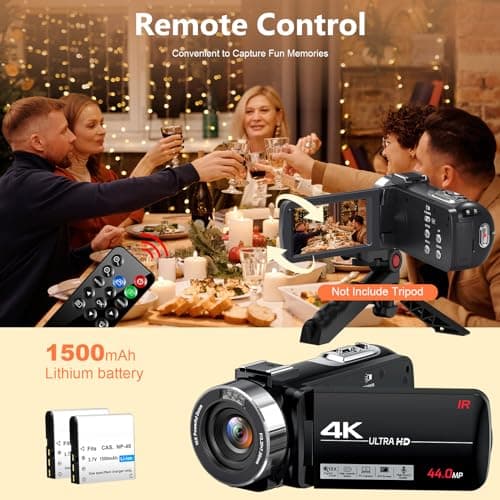 4K Camcorder Video Camera Ultra HD 44MP Vlogging Camera for YouTube 18X Digital Zoom Camcorder 3.0" IPS Screen Video Recorder with External Mic, Controller, 2 Batteries and 32G SD Card 5