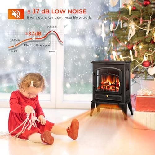 Electric Fireplace Heater with Thermostat Control, 15" Cathedral Stylish Small Fireplace Stove Heater, 3D Realistic Flame Effects, Overheating Safe Design 5