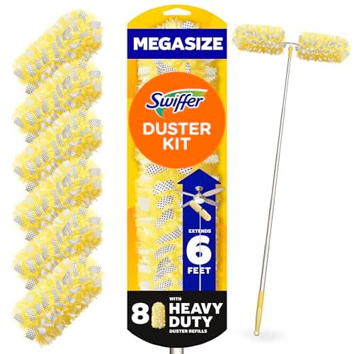 Swiffer Duster Kit with 6 ft Super Extendable Handle, Heavy Duty Starter Kit with 8 Refills