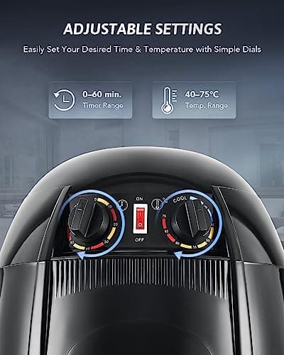 CO-Z 1300W Black Hooded Hair Dryer with Stand, Adjustable Height, 360 Swivel, Wheels, Temperature Timer, Safe Use 8