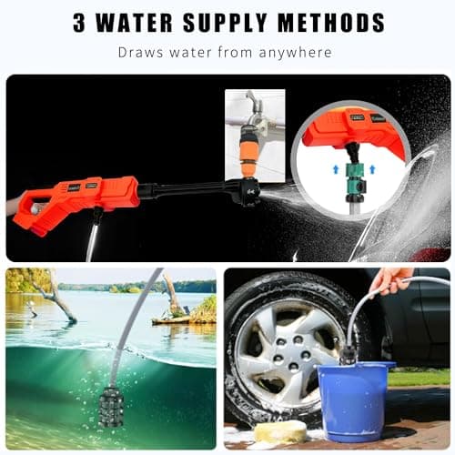 Cordless Pressure Washer for Milwaukee 18V Battery 650PSI Portable Power Washer 48-11-1850,Power Washer with 6 in 1 Nozzle for Car Cleaning (Battery Not Included) 5