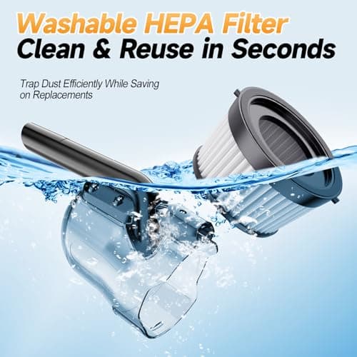 Cordless Handheld Vacuum Cleaner Compatible with DeWalt 20V Battery, 16000Pa Strong Suction, 2 HEPA Filters & 4 Nozzles, Lightweight Portable Vacuum for Car, Home, Garage – (Tool Only，No Battery) 6