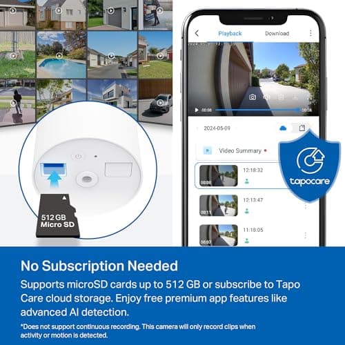 Tapo SolarCam 1080p Outdoor Wireless Security Camera - Battery Power with Solar, Person Detection, Subscription-Free Local Storage or Optional Cloud, Works with Alexa & Google Assistant, C402 KIT 6