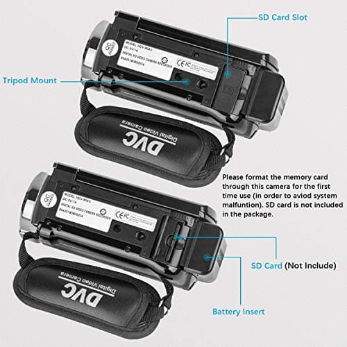 kimire Video Camera Camcorder Digital Camera Recorder Full HD 1080P 15FPS 24MP 3.0 Inch 270 Degree Rotation LCD 16X Digital Zoom Camcorder Camera with 2 Batteries(Black) 5