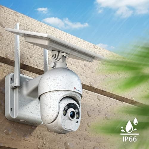 Ctronics 6W Solar Panel Security Camera Outdoor, 30M Color Night Vision Spotlight, PC & Phone Access, 2K 3MP Battery Camera with PIR Human Detection, 2-Way Audio, IP66 (White) 9