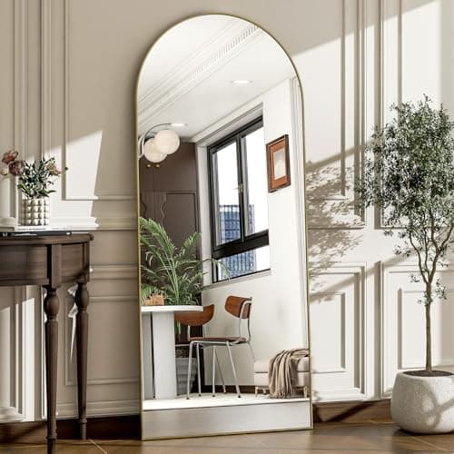 WISSMIELS 57" x 20" Arched Full Length Mirror - Wall Mounted/Floor Mirror Aluminum Alloy Frame Full Body Mirrors for Bathroom Living Room Bedroom and Entryway,Gold