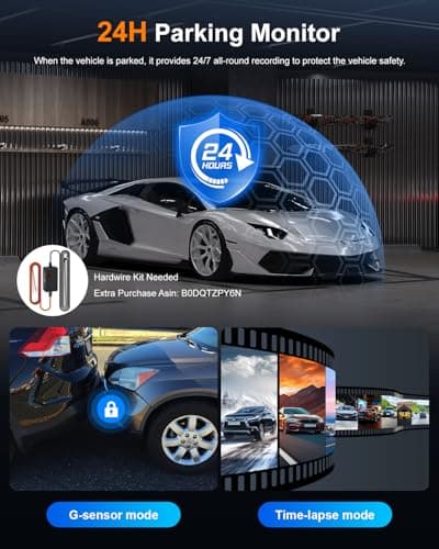 Dash Cam Front and Rear 4K+2K, Dash Camera for Cars, Car Camera, Dual Dashcams for Cars with Night Vision, Built-in WiFi 64GB Card, 24 Hours Parking Monitor, Loop Recording 7