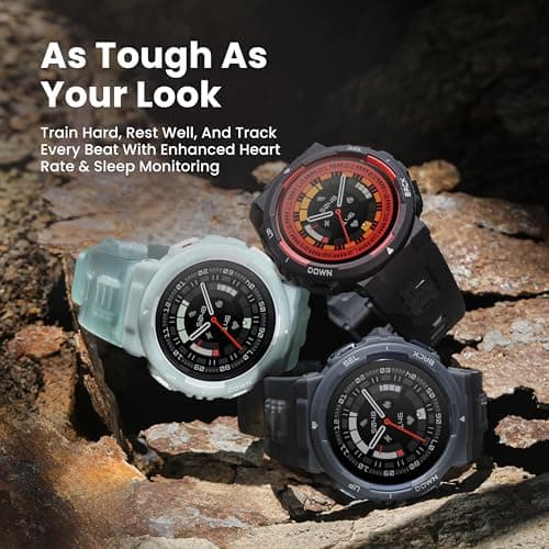 Amazfit Active Edge Smart Watch 46 mm, Rugged Sport & Fitness Watch, GPS, AI Health Coach for Outdoor, Workouts & Exercise, 16 Days Battery, 130+ Sports Modes, for Android iPhone, Midnight Pulse 6