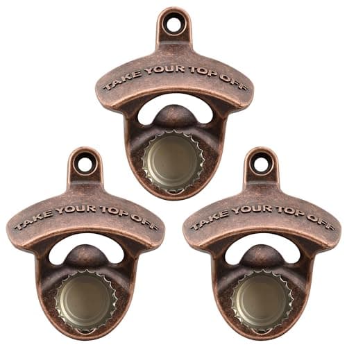 HAIICEN Rustproof Wall Mounted Bottle Opener with Magnet, Magnetic Mountable Beer Bottle Opener Post Mounted for Kitchen Patio (3 PCS)