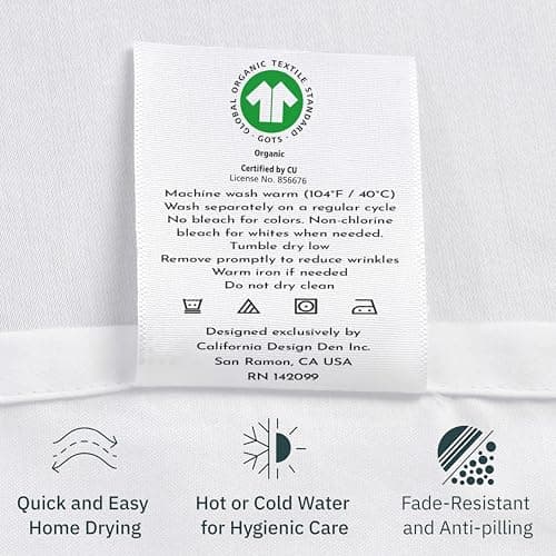 California Design Den California King Fitted Sheet Only, 100% Organic Cotton Percale, Cal King Sheet Deep Pocket Fitted, Anti Skid Elastic, Lightweight & Snug-Fit, Crisp - 1 Pc, White 7