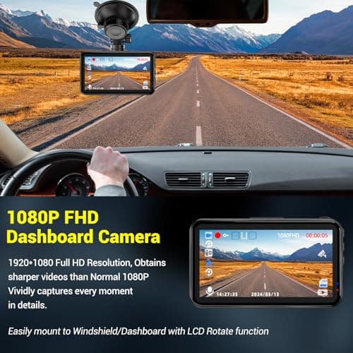 Dash Cam, Dash Camera for Cars 1080P FHD Dashcam DVR Car Camera Dash Cam Front W/ 32GB Card,Night Vision,170°Wide Angle 3”IPS Screen Dash Camera Loop Recording G-Sensor Motion Detection Parking Mode 7