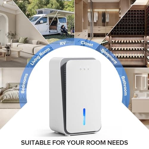 Dehumidifier for Home, 1000 sq.ft Dehumidifier with Auto Shut Off, 7-Color LED Light Built-in Aromatherapy Diffuser, Ultra-Quiet Dehumidifiers for Bedroom, Bathroom, Basement (White) 9