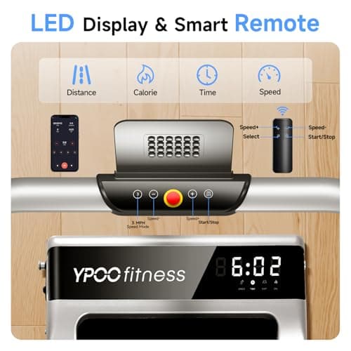YPOO Walking Pad Treadmill with Incline, Walking Pad with Handle Bar, 3 in 1 Foldable Treadmills for Home Office, Portable Under Desk Treadmill with 3-Level Incline, Compact Design 7