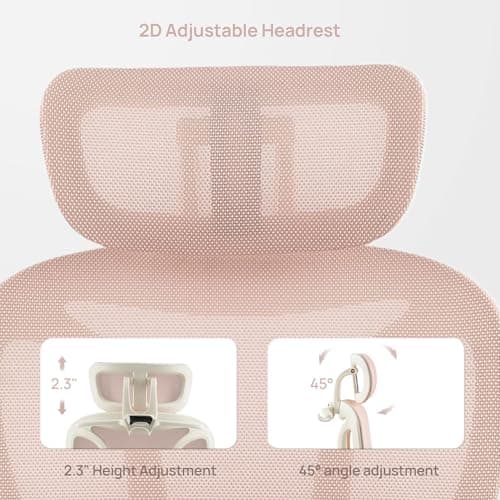 CabeVibe CabLady S1 Office Chair, High-Back Office Desk Chair with Breathable Mesh, 2D Adjustable Headrest, Comfortable Lumbar Support, 3-Level Tilt Function, Gaming Chair for Office & Home (Pink) 6