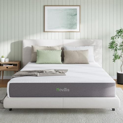 Novilla Queen Mattress, 12 Inch Gel Memory Foam Queen Size Mattress in a Box, Bamboo Charcoal Foam & Breathable Cover for Clean, Peaceful Sleep, Supportive & Pressure Relieving, CertiPUR-US Certified