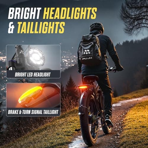 PUJH 6000W Dual Motor Ebike for Adults, 60V 20Ah Fast Electric Bike 45mph,Up to 110 Miles,24" Fat Tire Full Suspension Electric Bike for Snow Off-Road Commuter Mountain E-Bike for Men Women (Black) 6