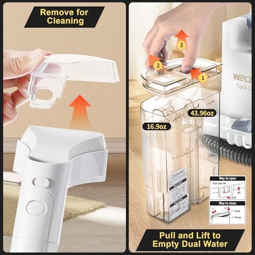 WECLEAN C1 Portable Extractor for Couch and Carpet Cleaner Upholstery Cleaner 400W Motor 9Kpa for Deep Cleaning 5