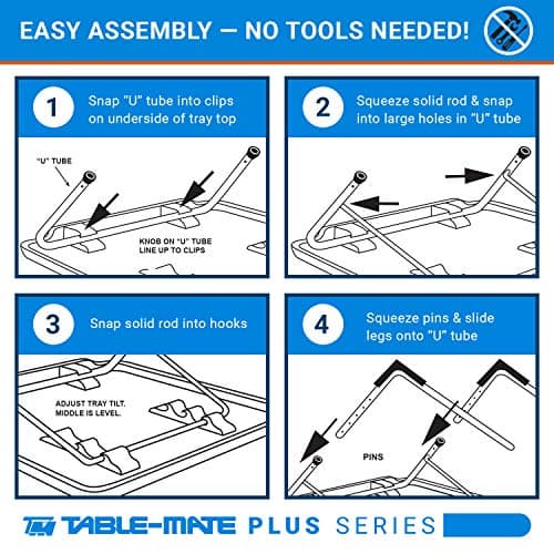 Table-Mate TV Tray Table | Portable Desk Folding Dinner Tray, Couch Table Trays for Eating Snack Food, Portable Laptop Desk, Bed Trays for Eating | Adjustable TV Trays with 3 Angles and Cup Holder 7