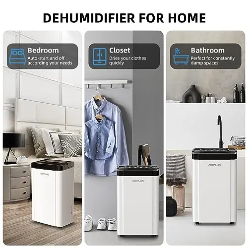 4,500 Sq. Ft. 50-70 Pints Dehumidifier for Home and Basement with Drain Hose, 0.8 gal Water Tank Capacity, Auto Shut off for Room, Bedroom, Bathroom 6