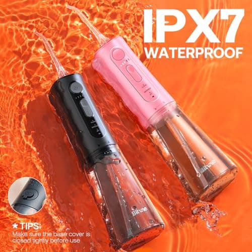 Water Dental Flosser Teeth Pick: Bitvae 2 Pack Portable Cordless Oral Irrigator, 3 Modes 5 Intensities, Rechargeable Water Dental Picks for Cleaning with 12 Tips, Travel Irrigation Cleaner for Teeth 7