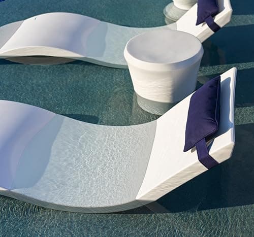 Ledge Lounger Signature Chaise Set of 2 + Affinity Side Table – in Pool Lounger Designed for Shallow Shelves Up to 9” – Outdoor Patio Sun Shelf & Poolside Furniture Bundle (Frost) 7