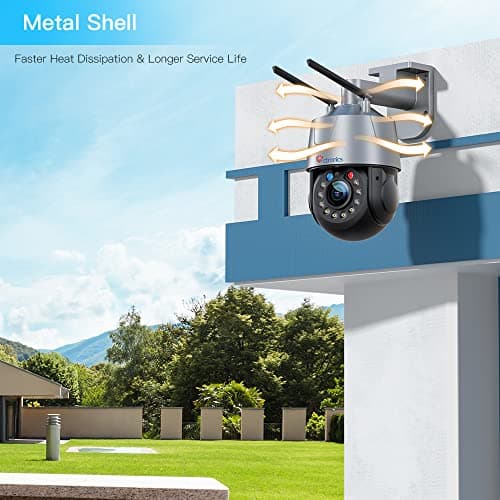 Ctronics 30X Optical Zoom 5MP Security Camera Outdoor WiFi 2.4/5GHZ, PTZ Camera Outdoor with Auto Scan/Track/Zoom, Human Detection, 492ft Night Vision, Sound Light Alarm, Two-Way Audio Metal/Cloud 6