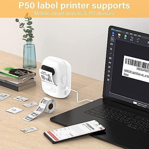MARKLIFE Label Maker Machine with Tape Barcode Label Printer - Mini Portable Bluetooth Thermal Labeler, Easy to Use for Small Business Home Office Address Clothing Jewelry Retail Barcode 5