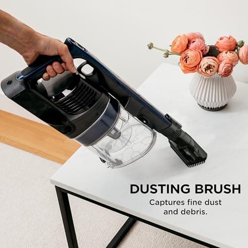 Shark Cordless Vacuum Cleaner with HEPA Filter, Lightweight, Portable, Rechargeable, Powerful Pet Hair Pickup, Removable Handheld, Crevice Tool, Dusting Brush, 50-min Runtime, Blue, IZ363HT 5