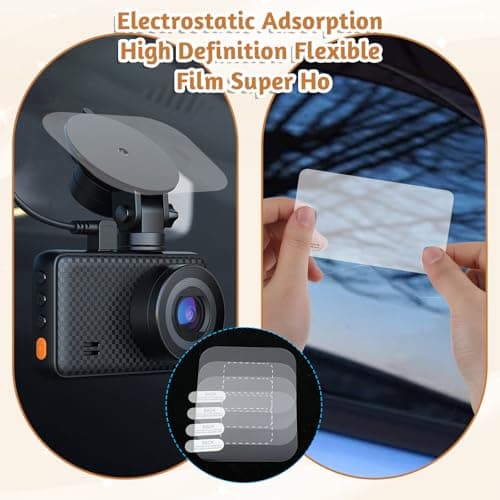 6PCS Dash Cam Sticky Pads, Dash Cam Mounting Tape Double Sided Tape for Car Dashboard Heat-Resistant Dashcam Adhesive Pad Electrostatic Stickers for Car Windshield Window 6