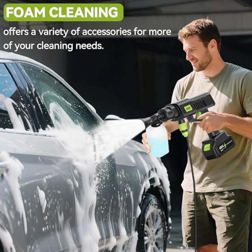 Portable Cordless Pressure Washer, 990PSI Portable Pressure Washer, Battery Powered 15000mAh, 6-in-1 Nozzle,10 Level,33FT Hose,Handheld Car Washer, Power Cleaner for Car, Patio,Floor 7