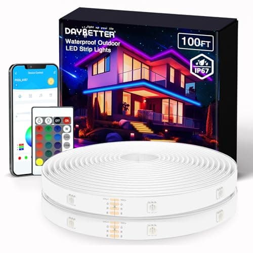 100ft Outdoor LED Strip Lights Waterproof, IP67 Waterproof LED Light Strips with Remote and APP Control, Timing, Music Sync RGB Exterior LED Rope Lights for Outside, Roof, Deck, Balcony, Garden, Pool