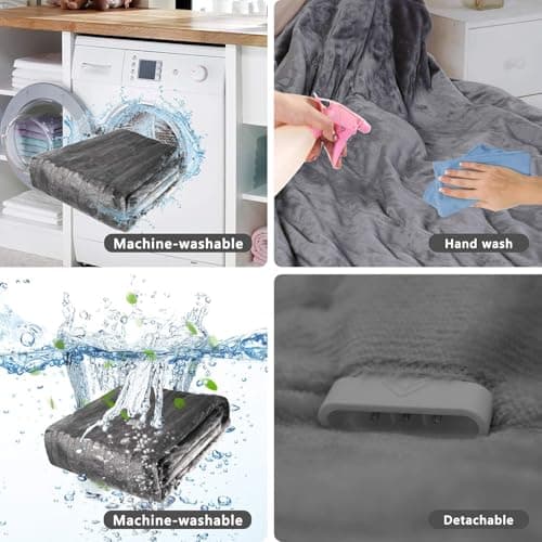 SUNVIVI Heated Electric Blanket Queen Size Dual Control, 10 Heat Settings, 12 Hours Auto Off, Machine Washable, ETL Certified, Overheating Protection, Grey, 84x90 Inch 6