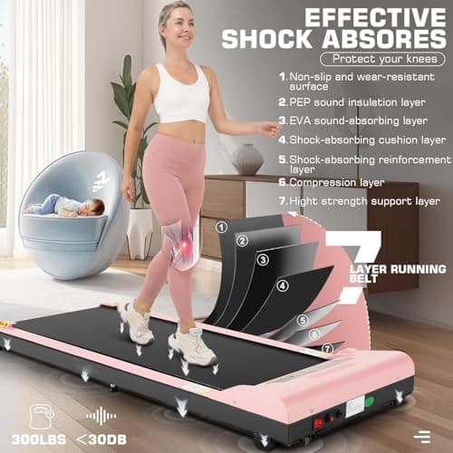 Walking Pad Under Desk, Funmily 2.5hp Small Treadmill for Home/Office, 2026 Upgrade 3-in-1 Mini Treadmill with App, Remote Control, LED Display, 300 Lb Capacity 5