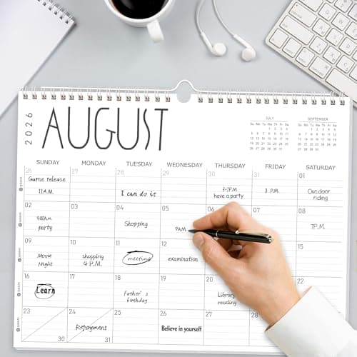 GuassLee 2026 Wall Calendar - 12 Monthly Calendar from September 2025 to August 2026, 14" x 11" 2026 Hanging Calendar with Spiral Binding Week Numbers for School Home Office Planning & Organizing 6