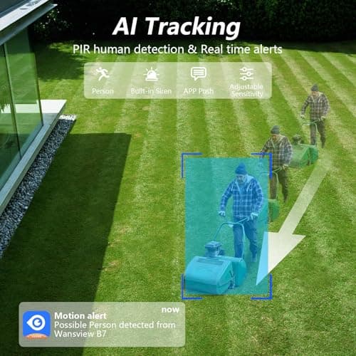 wansview Security Cameras Wireless Outdoor-2K Dual Lens Home Security Cameras, 360° View, Solar Panel Battery Powered, Color Night Vision, PIR Sensor, IP65 Waterproof, Work with Alexa, B7 2P White 5