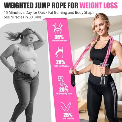 KUZARO Jump Rope, Weighted Jump Rope for Women, Heavy Jump Ropes for Fitness, Home Gym Exercise Equipment, Adult Skipping Rope for Strength Training, Weight Loss, Boxing Training,Total Body Workout Equipment 6