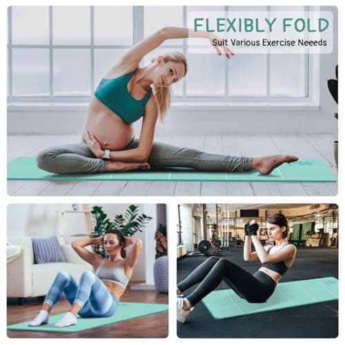 ZHZJCKSHB Foldable Yoga Mat for Travel -72''x24'' Portable 6mm/8mm Thick Fitness&Exercise Mat with Storage Bag, Non-Slip TPE Folding Workout Mat for Yoga, Pilates, Stretching, Home Fitness 5
