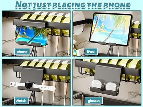 ADBIU Over The Sink Dish Drying Rack (Expandable Height and Length) Snap-On Design 2 Tier Large Dish Rack (27-40L x 12W x 32.5-37H (inches)) 5