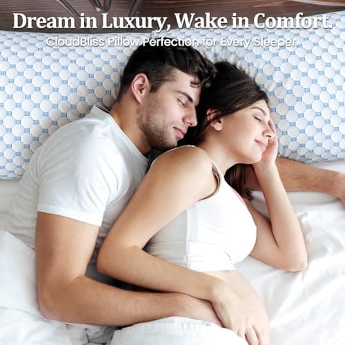 CloudBliss Shredded Memory Foam Pillow for Sleeping - Adjustable Cooling Pillow with Breathable Washable Cover, CertiPUR-US Certified, 1 Pack Queen Size for Side/Back/Stomach Sleepers 7