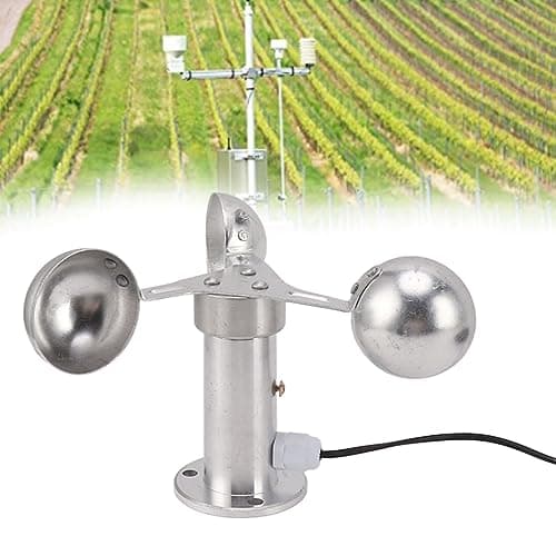 Luqeeg Wind Speed Sensor, High Accuracy Three Cup Anemometer, Aluminum Alloy Material with 8m Cable for Wind Measurement in Power Plants, Meteorological Stations, Easy to Install 5
