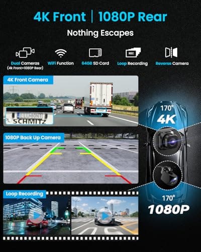 11" Extra Large Wireless Apple CarPlay Screen for Car – Ultra-Slim 0.16 Inch Touchscreen Car Stereo with Android Auto, 4K Dash Cam, 1080p Backup Camera, GPS, Mirror Link, Voice Control 6