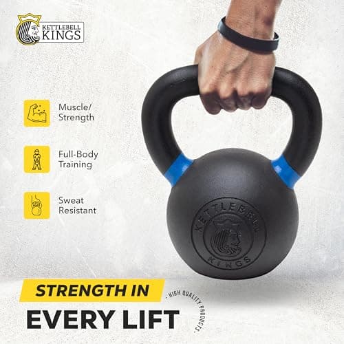 Kettlebell Kings Powder Coated Kettlebell, 12KG, Cast Iron, Black, Weight Training, Resistance Training 5